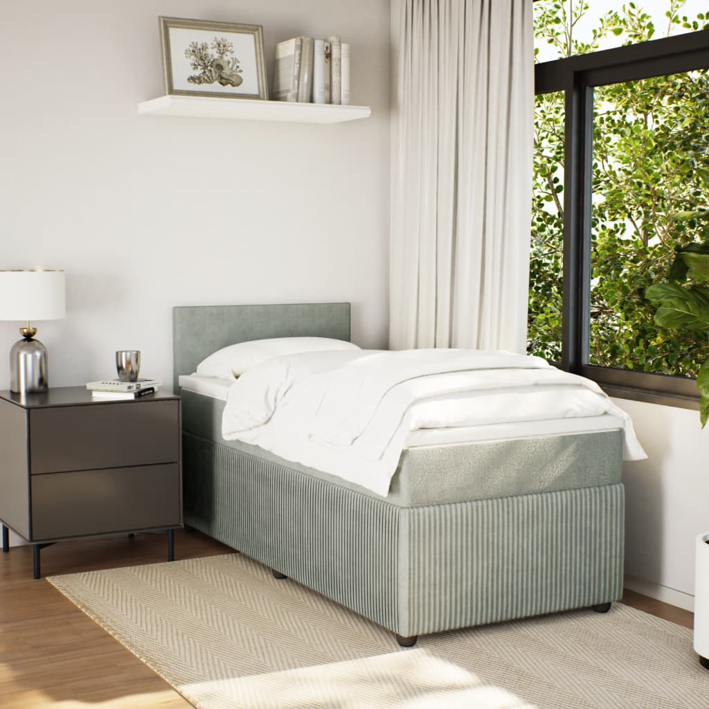 Boxspring met matras fluweel lichtgrijs 100x200 cm
