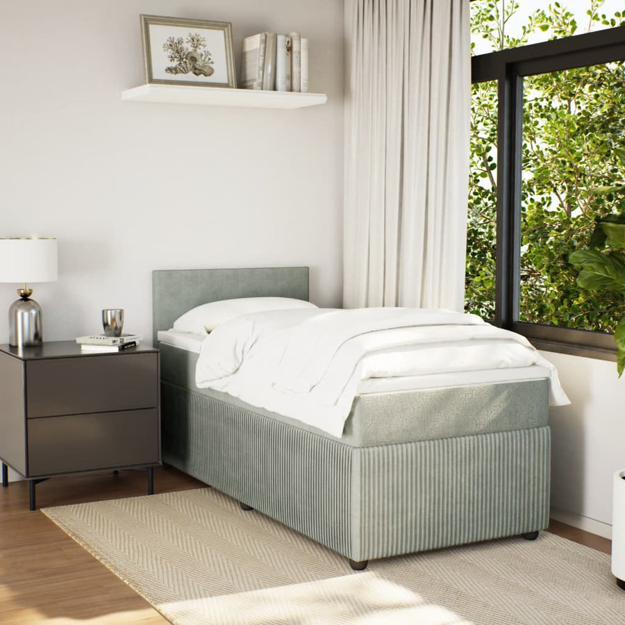 Boxspring met matras fluweel lichtgrijs 100x200 cm