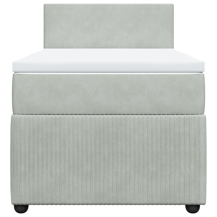 Boxspring met matras fluweel lichtgrijs 100x200 cm