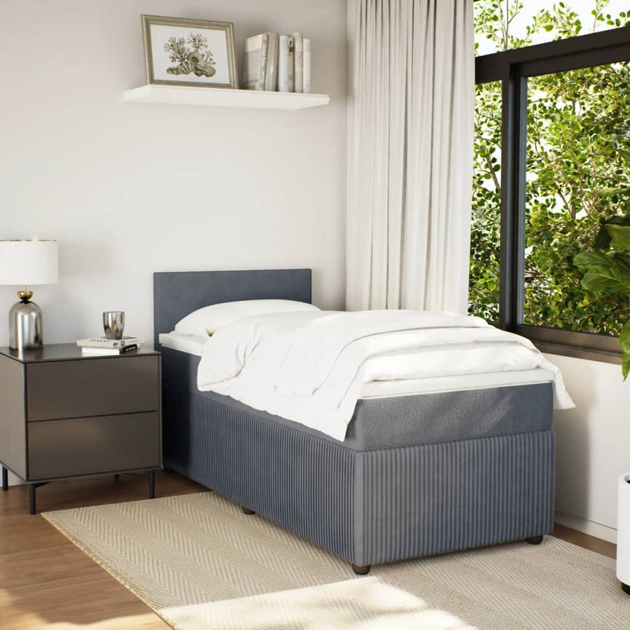 Boxspring met matras fluweel donkergrijs 100x200 cm