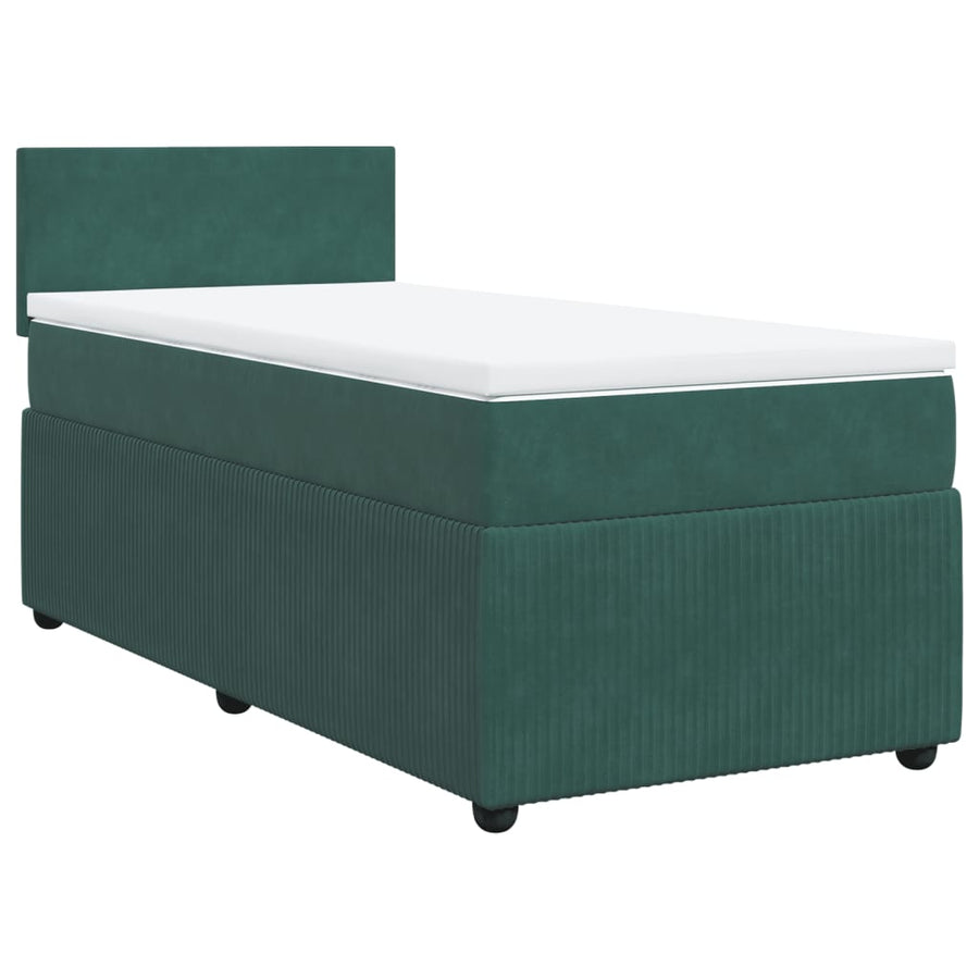 Boxspring met matras fluweel donkergroen 100x200 cm