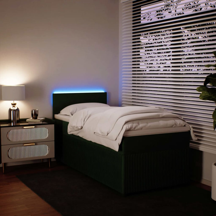 Boxspring met matras fluweel donkergroen 100x200 cm