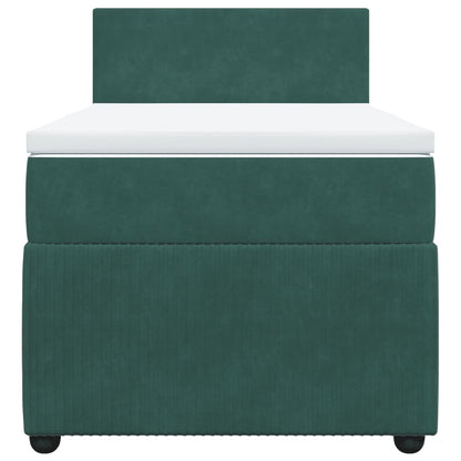 Boxspring met matras fluweel donkergroen 100x200 cm
