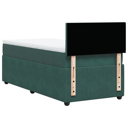 Boxspring met matras fluweel donkergroen 100x200 cm