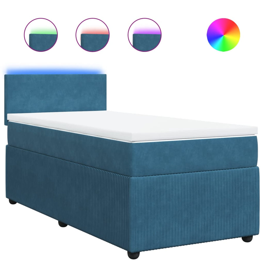 Boxspring met matras fluweel blauw 100x200 cm