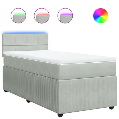 Boxspring met matras fluweel lichtgrijs 100x200 cm