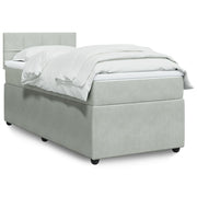 Box spring bed with velvet mattress light grey 100x200 cm