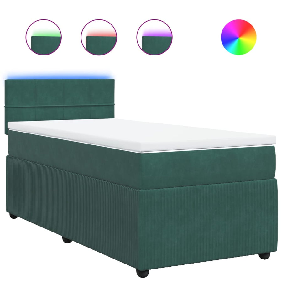 Boxspring met matras fluweel donkergroen 100x200 cm