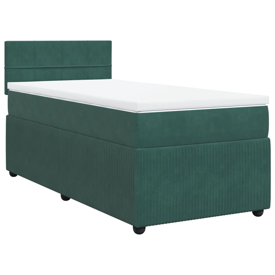 Boxspring met matras fluweel donkergroen 100x200 cm