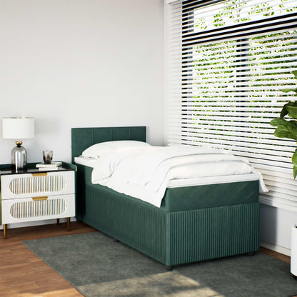 Boxspring met matras fluweel donkergroen 100x200 cm