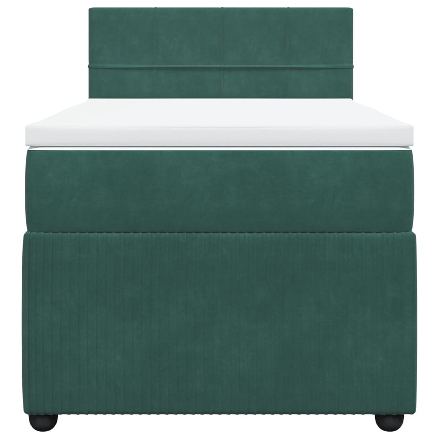 Boxspring met matras fluweel donkergroen 100x200 cm