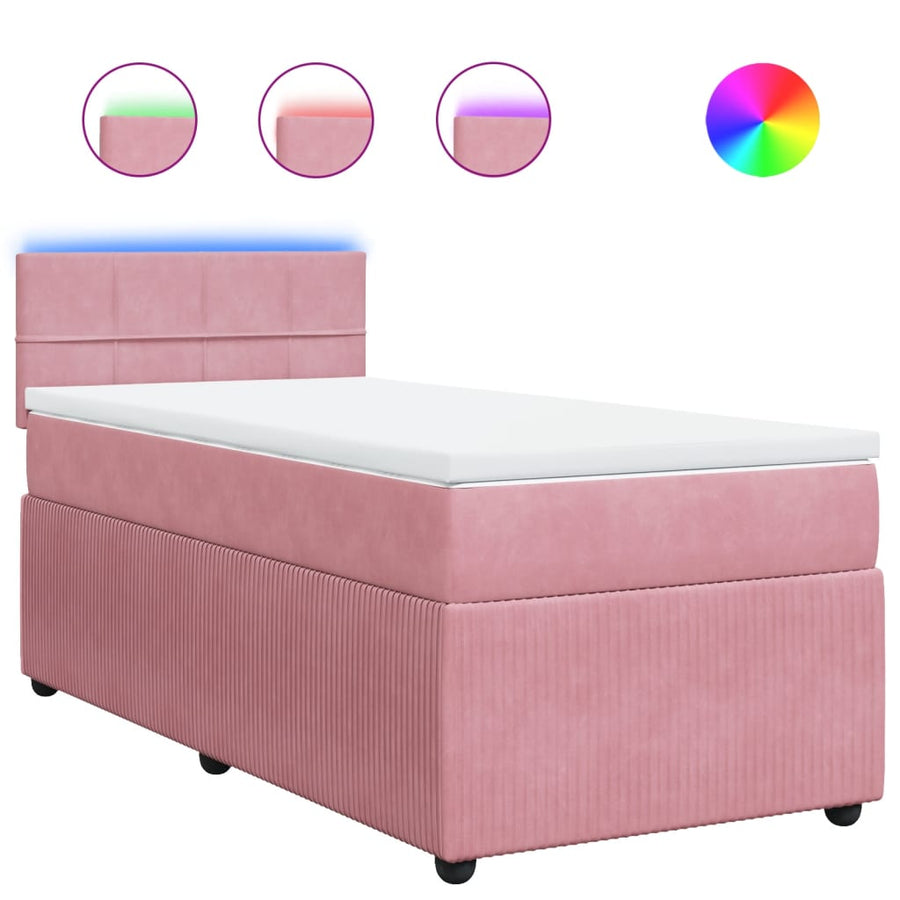 Boxspring met matras fluweel roze 100x200 cm