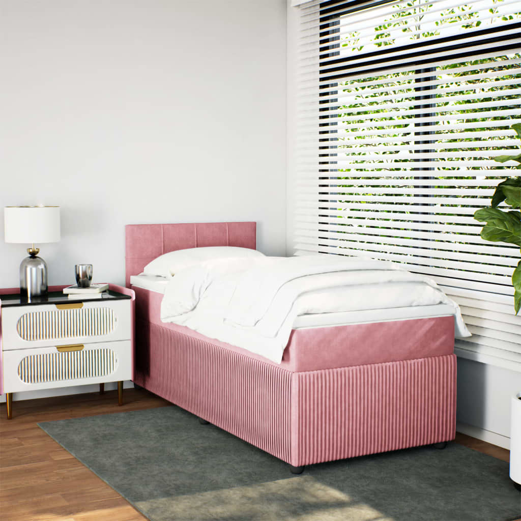 Boxspring met matras fluweel roze 100x200 cm