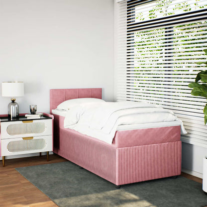 Boxspring met matras fluweel roze 100x200 cm