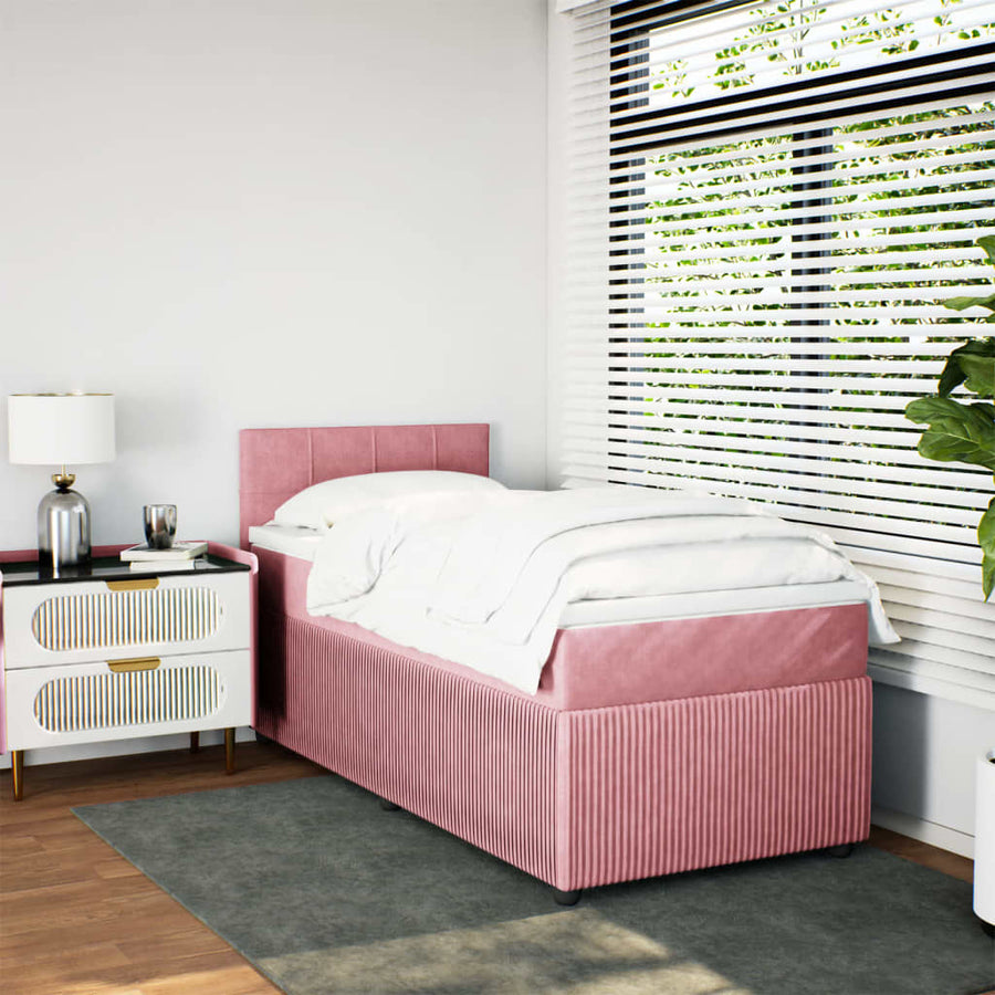 Boxspring met matras fluweel roze 100x200 cm