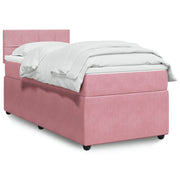 Velvet pink box spring with mattress 100x200 cm