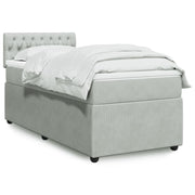 Boxspring met matras 100x200 cm lichtgrijs fluweel