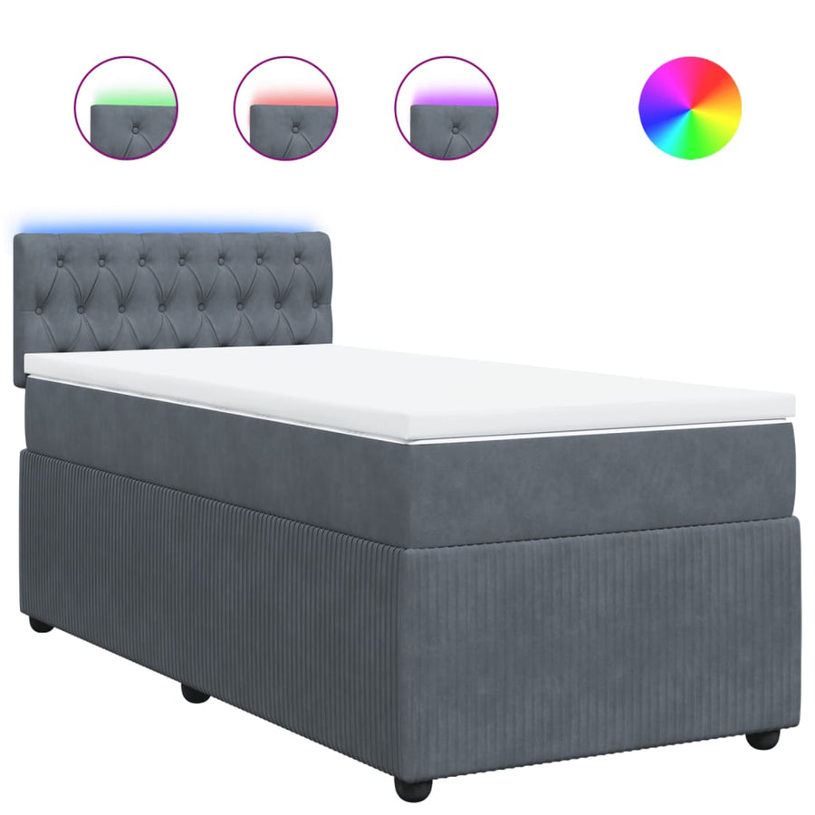 Boxspring met matras fluweel donkergrijs 100x200 cm