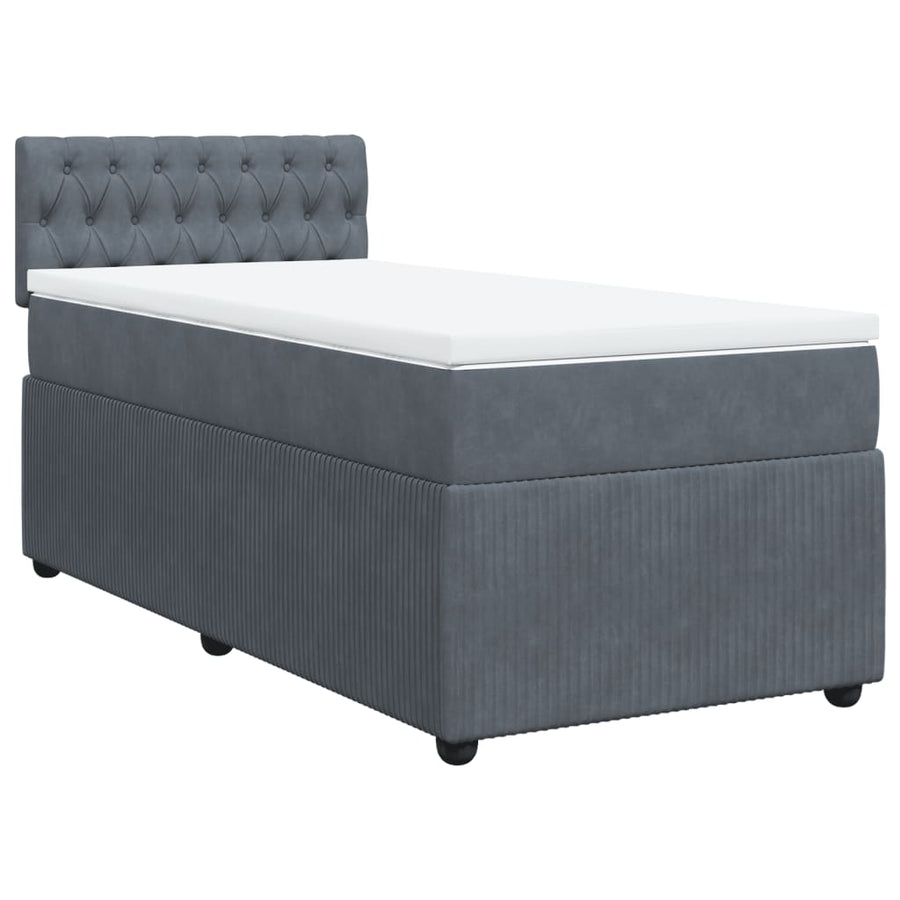 Boxspring met matras fluweel donkergrijs 100x200 cm