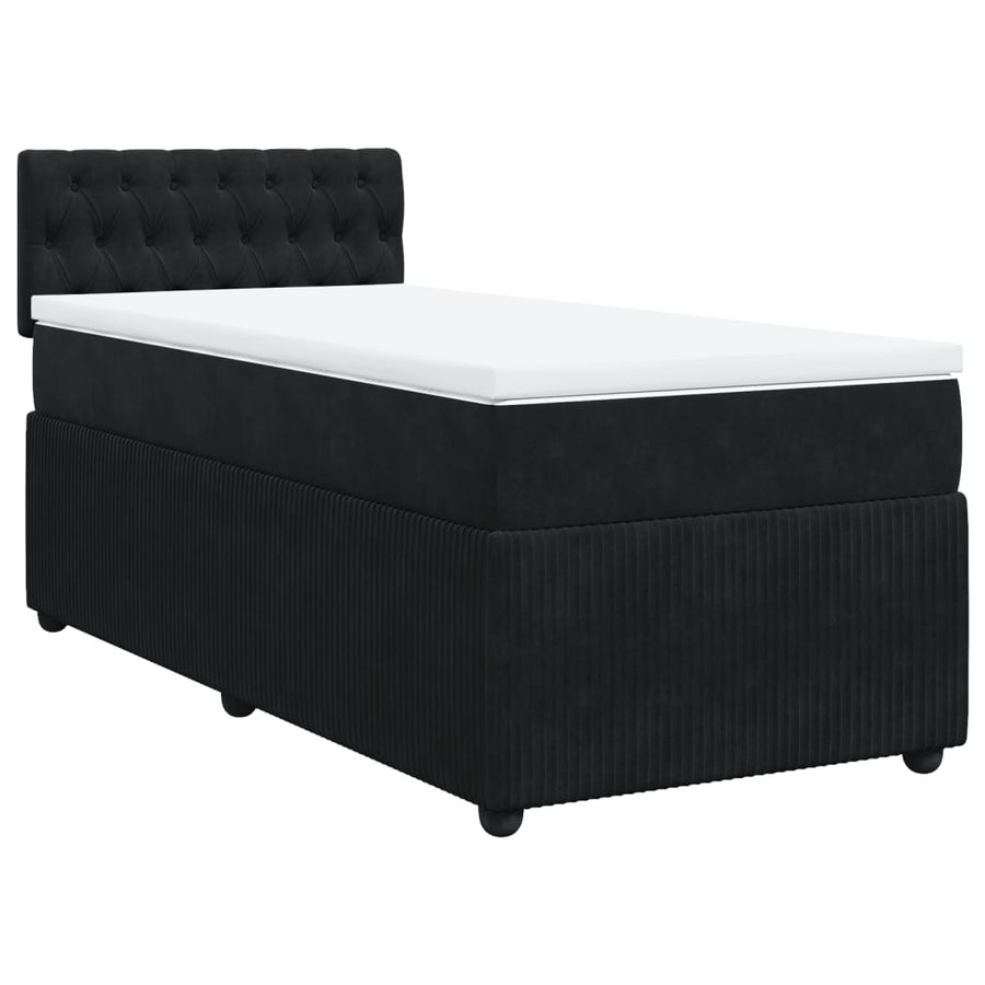 Boxspring met matras fluweel zwart 100x200 cm