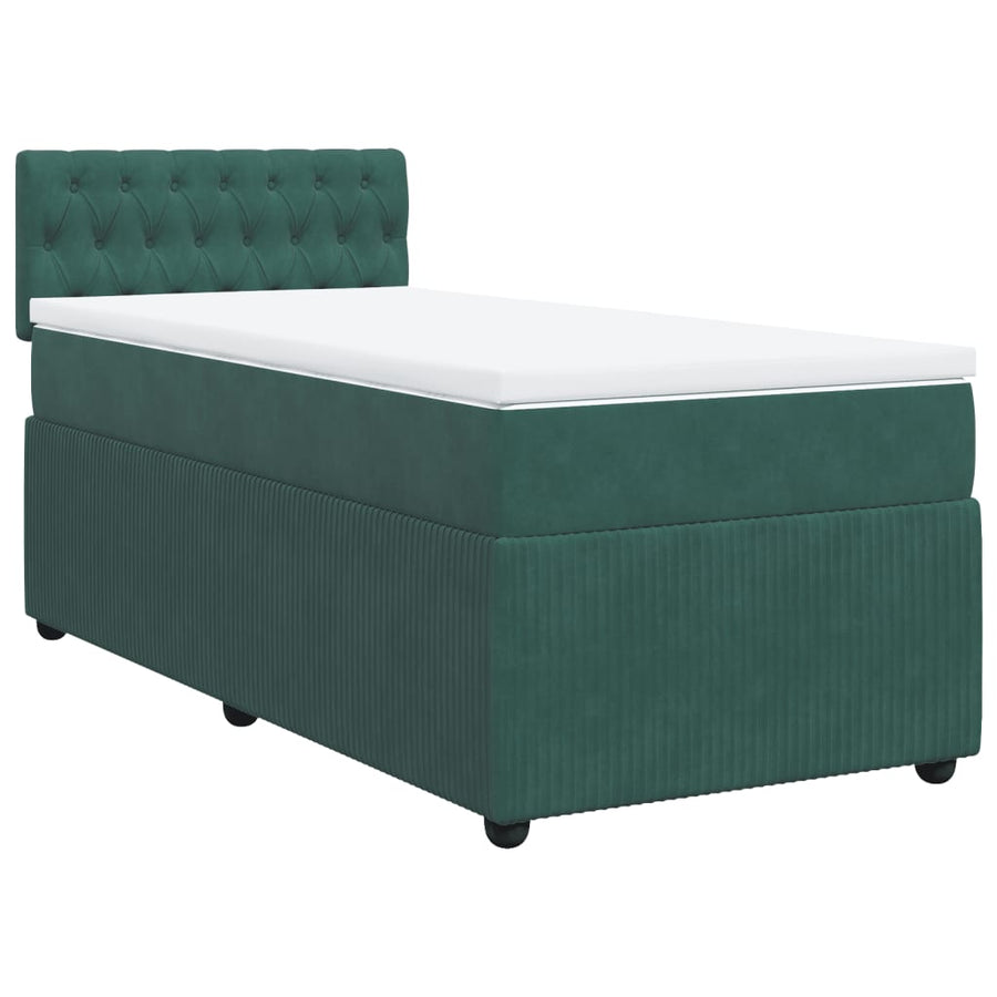 Boxspring met matras fluweel donkergroen 100x200 cm