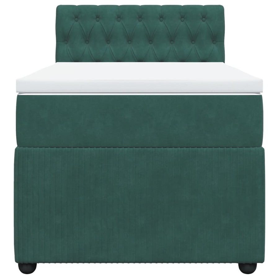 Boxspring met matras fluweel donkergroen 100x200 cm