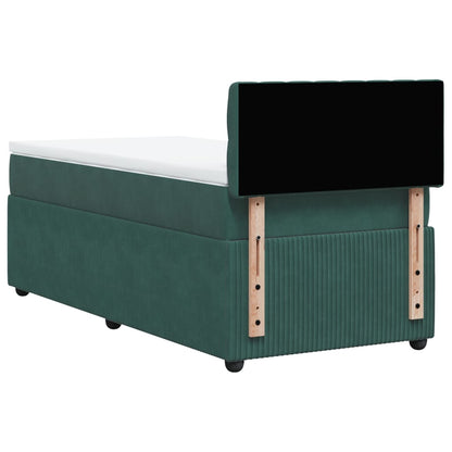 Boxspring met matras fluweel donkergroen 100x200 cm