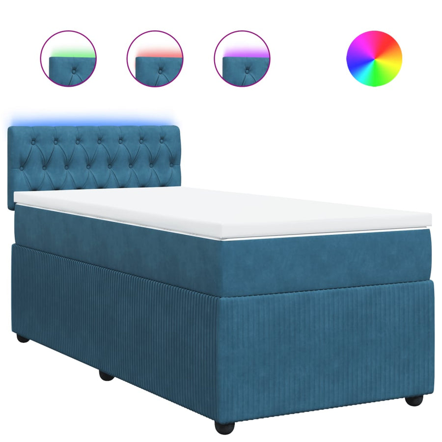 Boxspring met matras fluweel blauw 100x200 cm