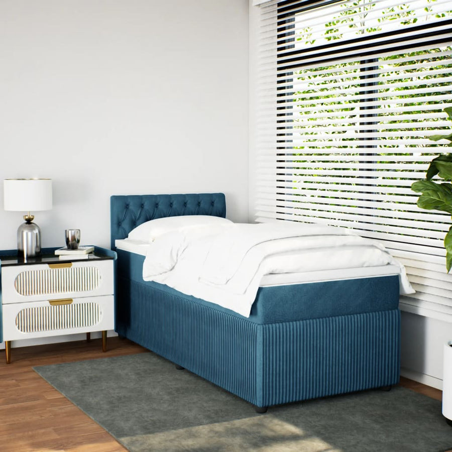 Boxspring met matras fluweel blauw 100x200 cm