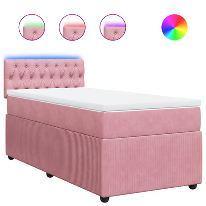 Boxspring met matras fluweel roze 100x200 cm