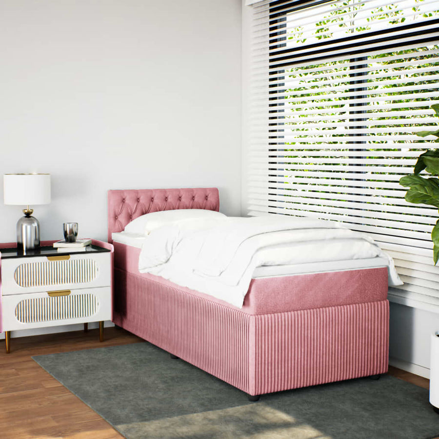 Boxspring met matras fluweel roze 100x200 cm