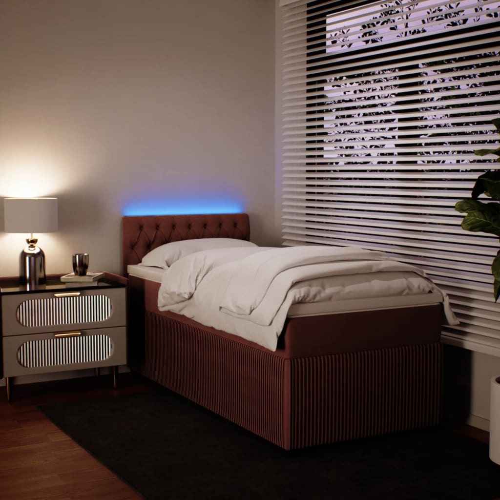Boxspring met matras fluweel roze 100x200 cm