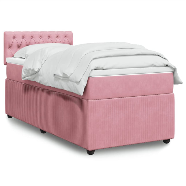 Boxspring met matras fluweel roze 100x200 cm