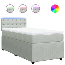 Boxspring met matras fluweel lichtgrijs 100x200 cm