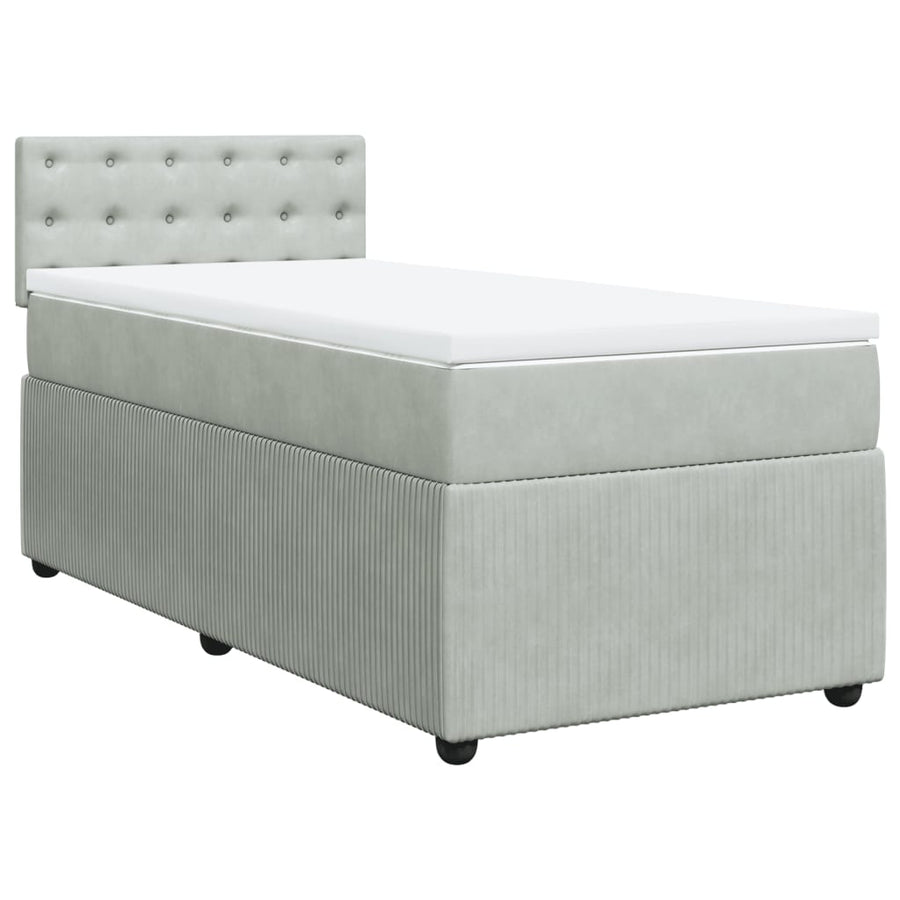 Boxspring met matras fluweel lichtgrijs 100x200 cm