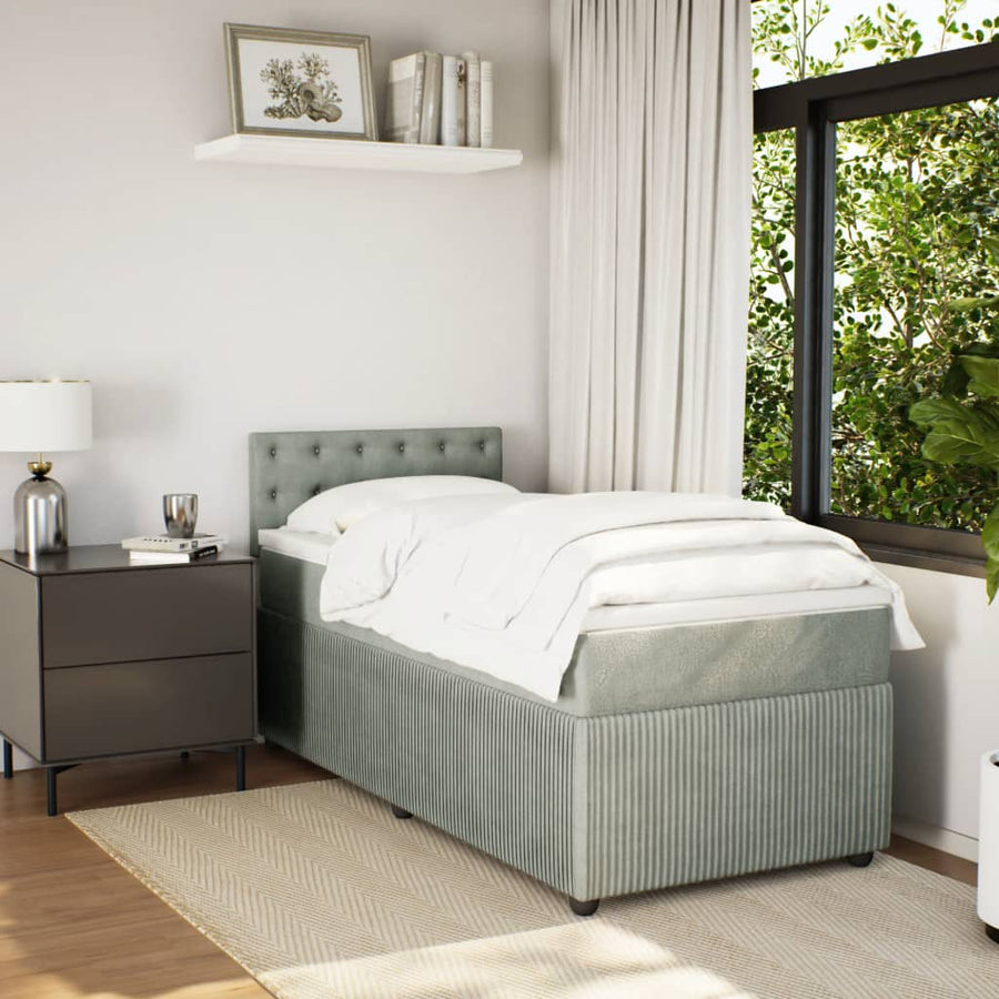 Boxspring met matras fluweel lichtgrijs 100x200 cm