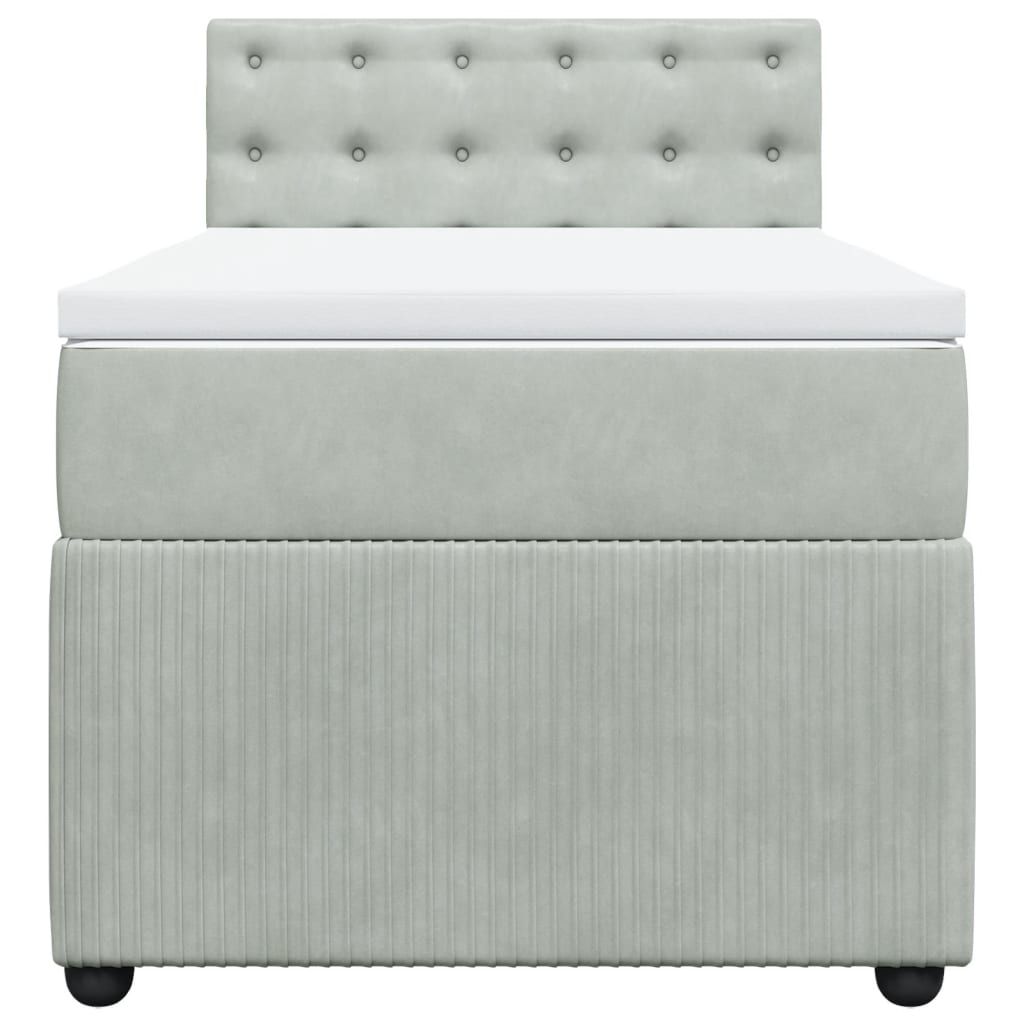 Boxspring met matras fluweel lichtgrijs 100x200 cm