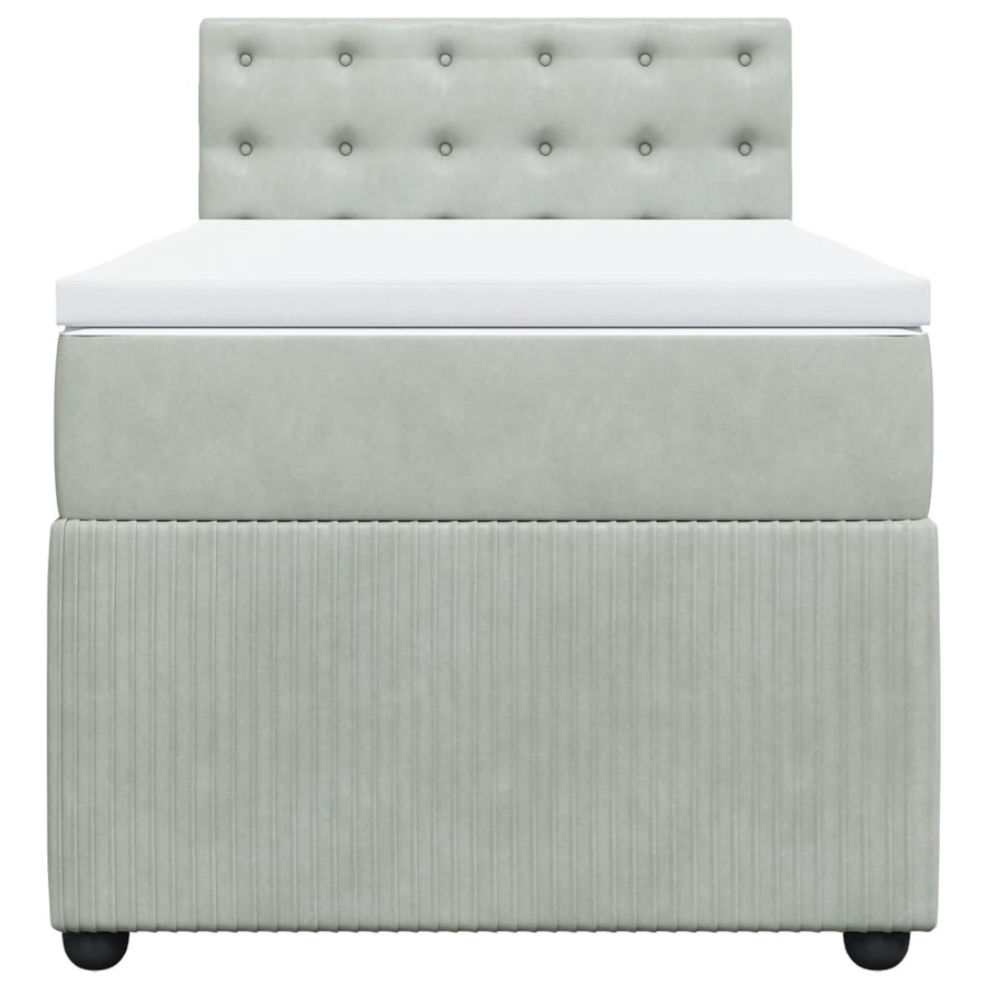 Boxspring met matras fluweel lichtgrijs 100x200 cm