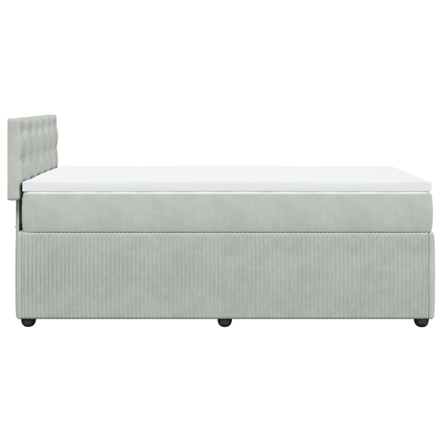 Boxspring met matras fluweel lichtgrijs 100x200 cm