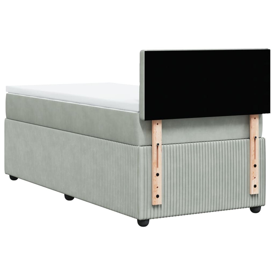Boxspring met matras fluweel lichtgrijs 100x200 cm