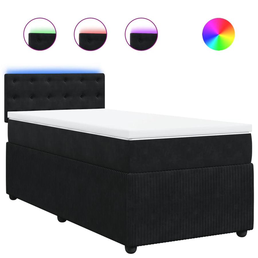 Boxspring met matras fluweel zwart 100x200 cm