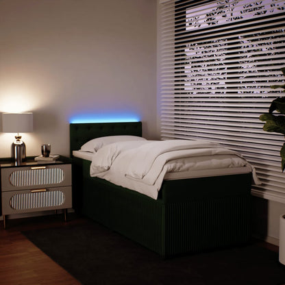 Boxspring met matras fluweel donkergroen 100x200 cm