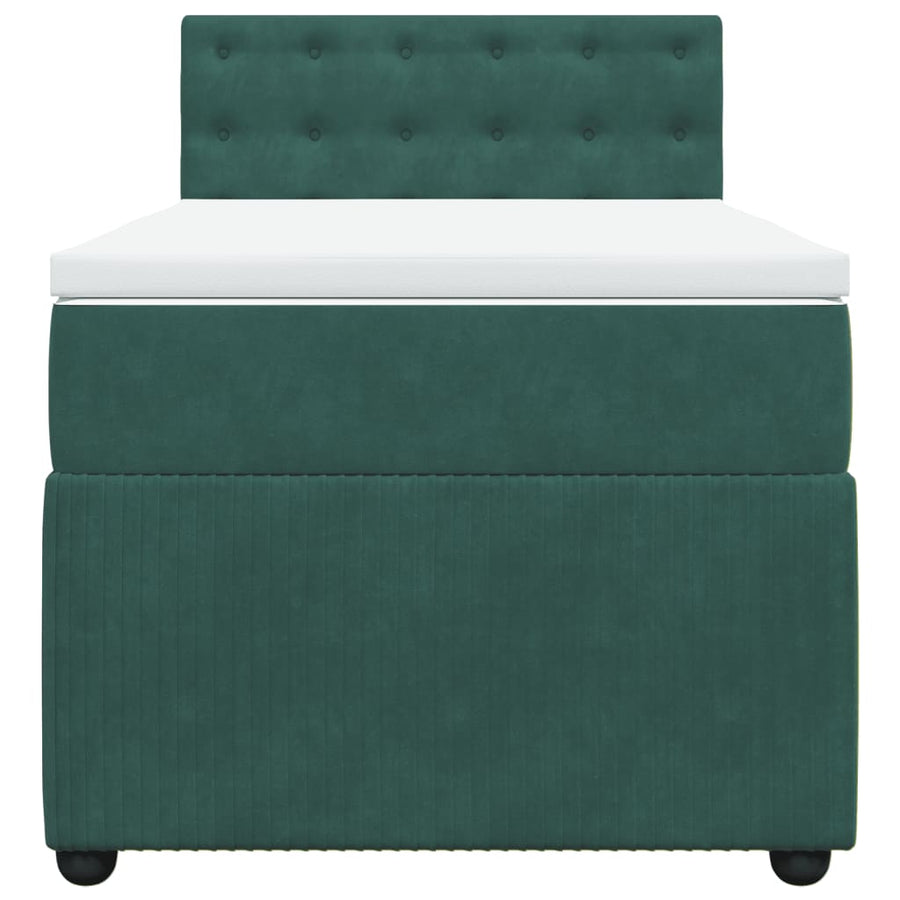 Boxspring met matras fluweel donkergroen 100x200 cm