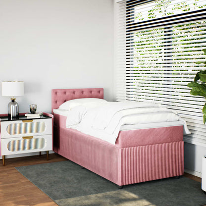 Boxspring met matras fluweel roze 100x200 cm