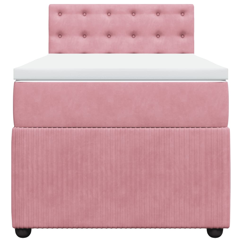 Boxspring met matras fluweel roze 100x200 cm