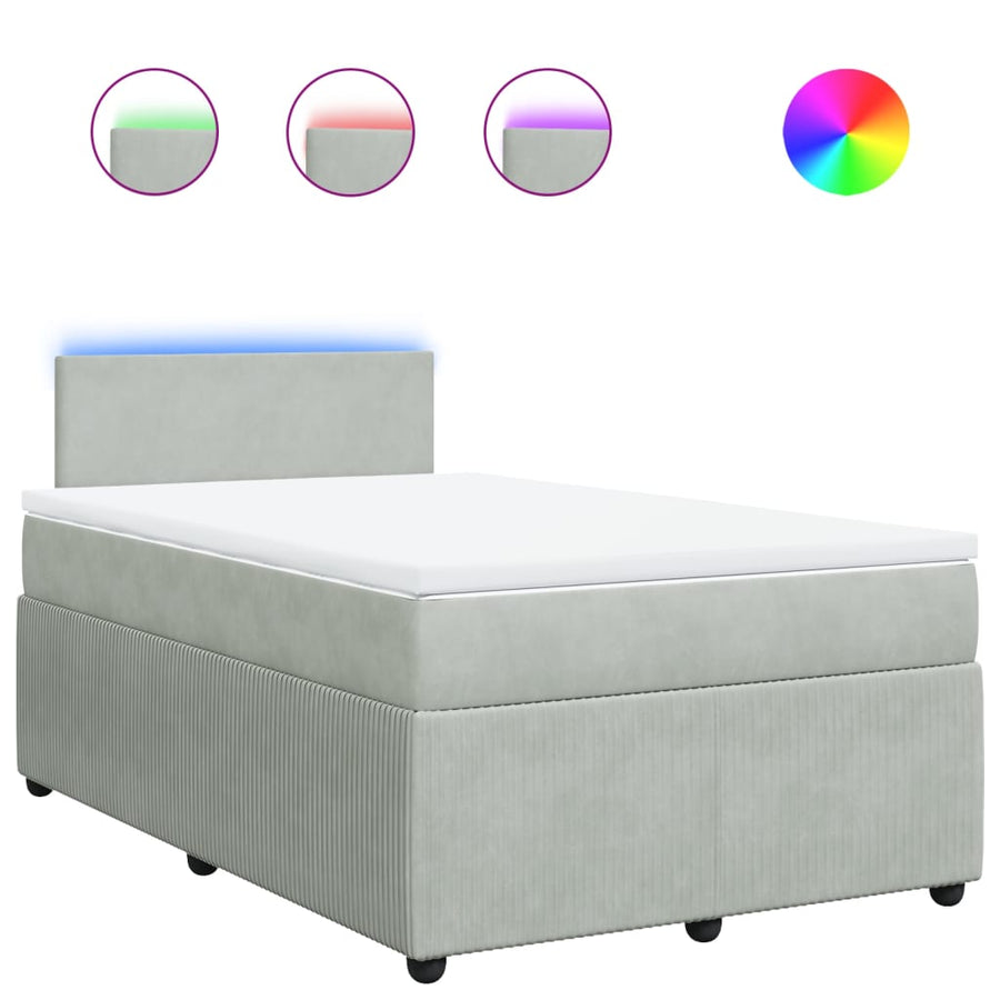 Boxspring met matras fluweel lichtgrijs 120x190 cm