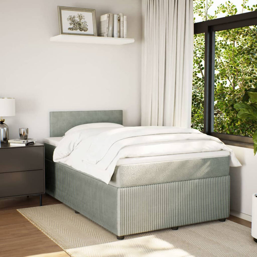 Boxspring met matras fluweel lichtgrijs 120x190 cm