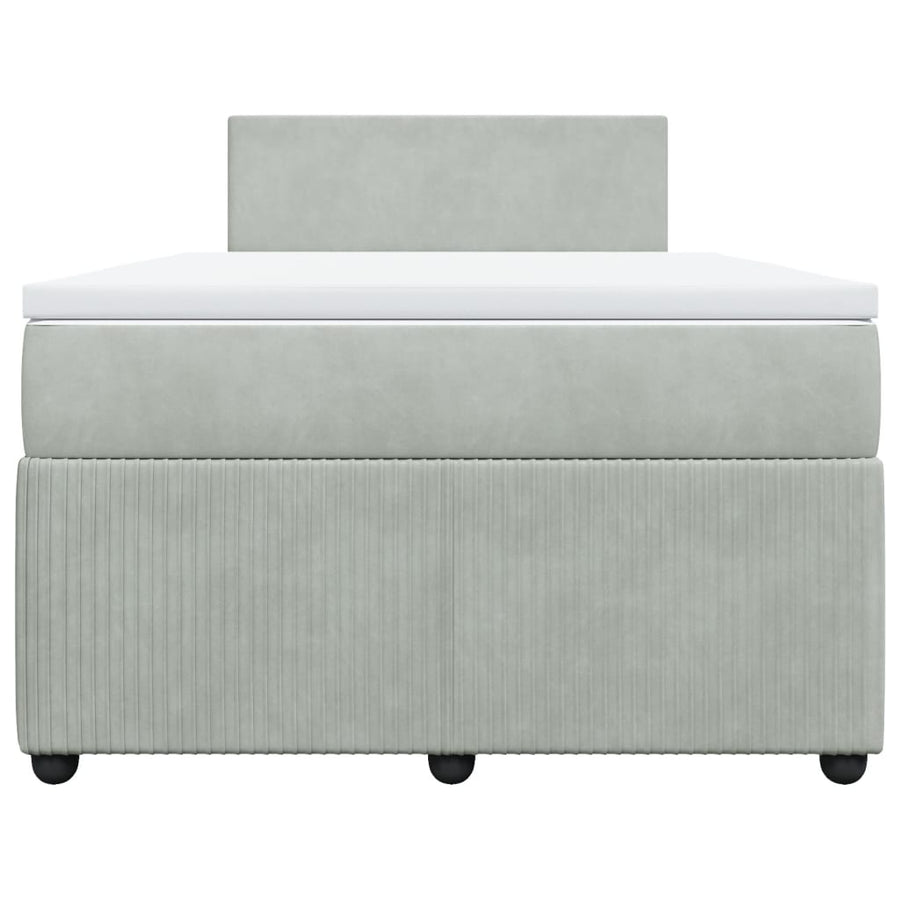 Boxspring met matras fluweel lichtgrijs 120x190 cm