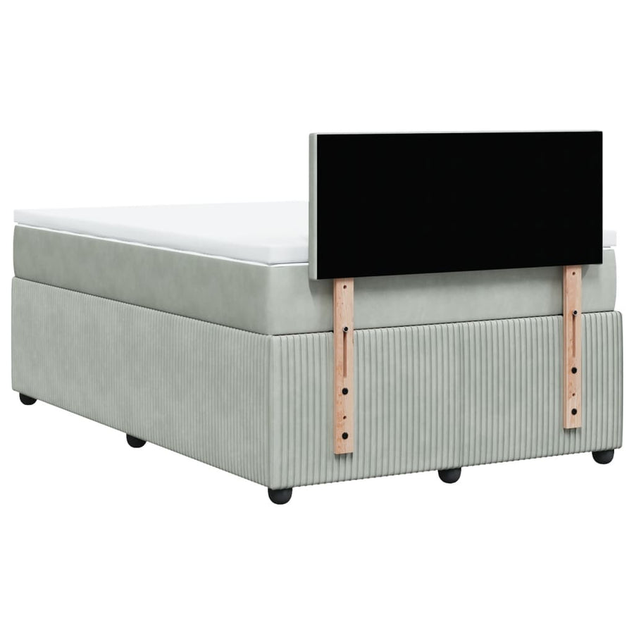 Boxspring met matras fluweel lichtgrijs 120x190 cm