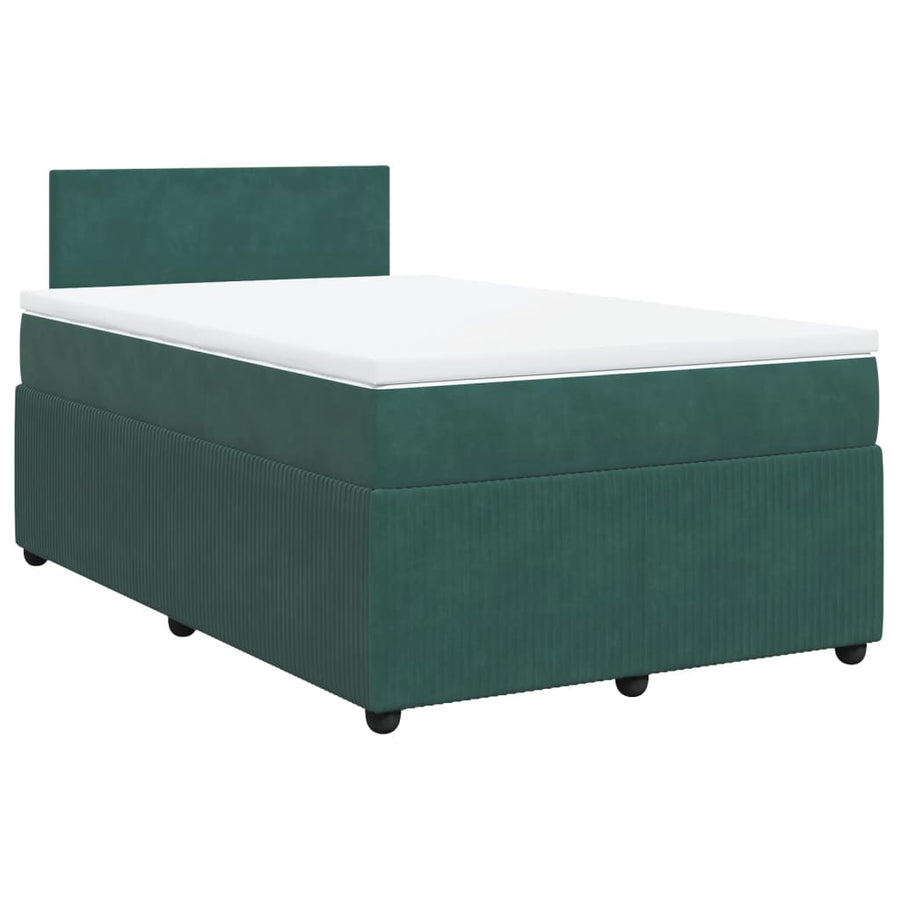 Boxspring met matras fluweel donkergroen 120x190 cm